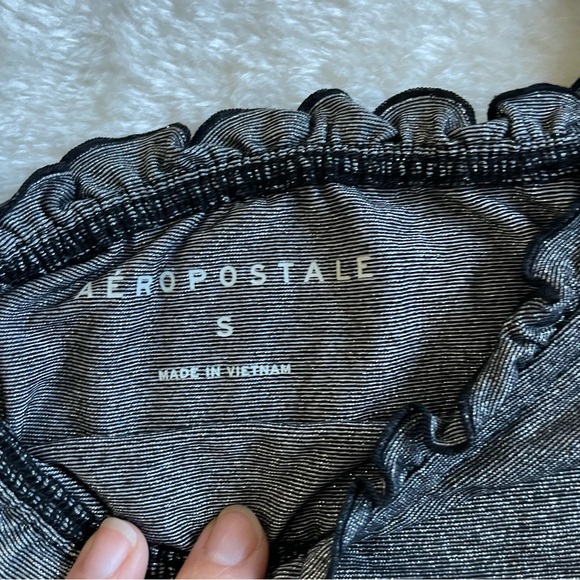 Aeropostale Long Sleeve Sparkle Lettuce-Trim Off-The-Shoulder Top - Picture 9 of 13